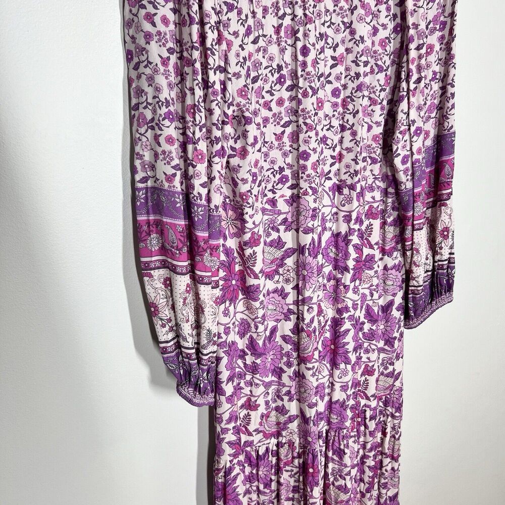 Spell Mossy Button Through Floral Gown Duster Maxi Dress Lilac Sz S - Picture 12 of 13